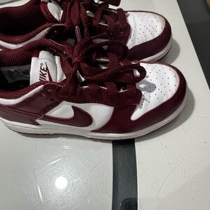 Nike Dunk Kids' Burgundy and White Sneakers